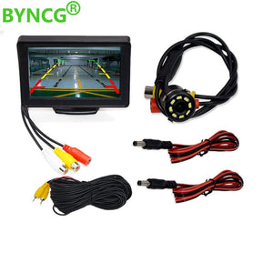 Car Rear View Camera Wide Degree 4.3" TFT LCD Color Display Monitor + Waterproof Night Vision Reversing Backup 2In1 Parking Reve