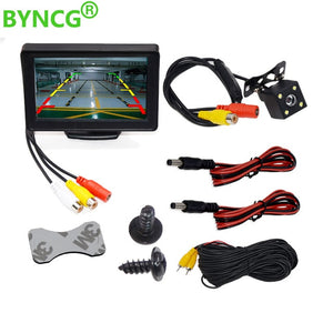 Car Rear View Camera Wide Degree 4.3" TFT LCD Color Display Monitor + Waterproof Night Vision Reversing Backup 2In1 Parking Reve