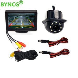 Car Rear View Camera Wide Degree 4.3" TFT LCD Color Display Monitor + Waterproof Night Vision Reversing Backup 2In1 Parking Reve