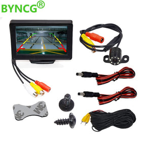 Car Rear View Camera Wide Degree 4.3" TFT LCD Color Display Monitor + Waterproof Night Vision Reversing Backup 2In1 Parking Reve